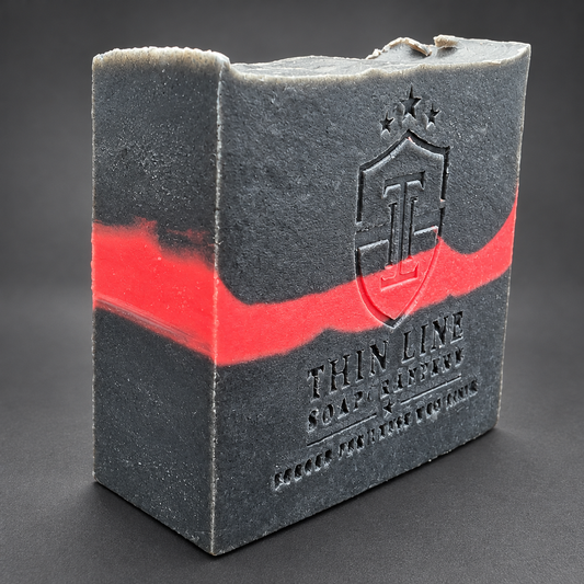First Alarm handcrafted soap bar with red stripe