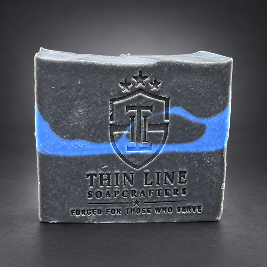 Duty Reserve soap bar with blue stripe, alternate view
