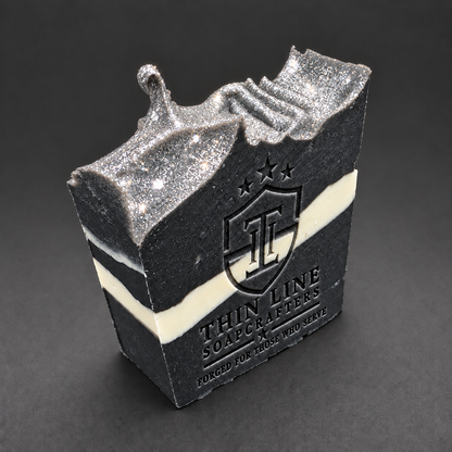 Rescue Shift sculpted soap bar with white stripe and silver glitter